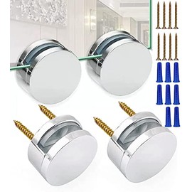 Upgraded 3-5mm Frameless Mirror Mounting Hardware 4 Pack Dual-Screw Fixing Mirror Mounting Kit with Heavy Duty Long Screws & Anchors