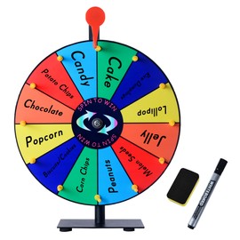 LRMBKM 12 Slots Prize Wheel,12 Inch Prizes Spinner with Stand and Heavy Duty Base,Ruleta De Premios,Spin The Wheel for Fortune Spinning Game Carnival & Engaging Home Parties,Tradeshow.