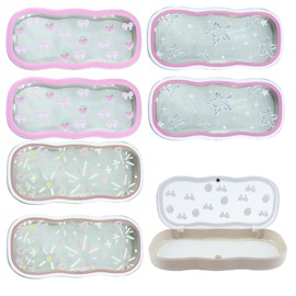 Timisea 6 Pcs Glasses Case Hard Shell Clear Eyeglass Case for Women,Pink Bow Clear Eyeglass Case,Cute Durable Plastic Glasses Holder with Magnetic Closure