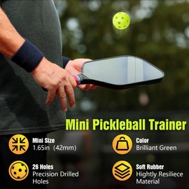 Mini Pickleball Training Balls - Warm Up Pickleball Drills, Enhance Reaction Time & Hand-Eye Coordination | Ideal Gift for All Ages and Skill Level (1- Green)