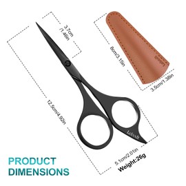 Lobodt Professional beard scissors, 4.9-inch (black) small pointed stainless steel hairdressing scissors, Moustache Trimming，suitable for personal care and beauty of both men and women