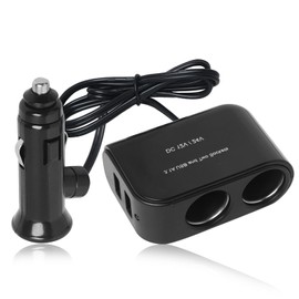 Kfz-Zigarettenanzünder-Splitter-Adapter mit Dual-Buchsen & 2 USB-Anschlüssen, 12/24 V Kfz-Steckdosen-Splitter-Ladegerät für Dashcams, GPS, Smartphones, Tablets – Schnellladung & Unterstützung für