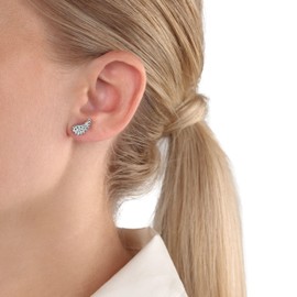 Amor Stud Earrings 925 Sterling Silver, 375 Gold Women's Earrings, Gold, Silver, with Cubic Zirconia, Comes in Jewellery Gift Box, Sterling Silver, No Gemstone