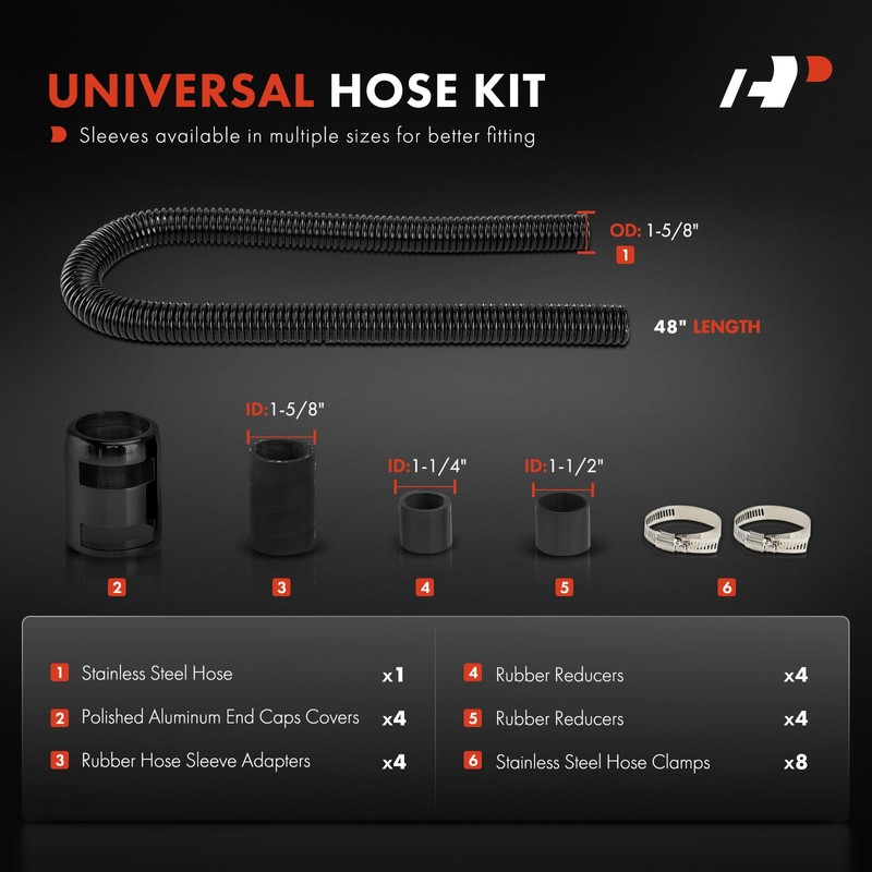 A-Premium 48" & 44" Universal Flexible Radiator Hose - Stainless