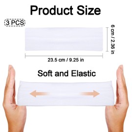 Pack of 3 Women's Thin Hair Bands, Yoga Elastic Hair Bands, Women and Men, Non-Slip Soft Hair Band, Black, White, Grey, for Yoga, Sports, Gym, Running, Workout, Exercise, Washing