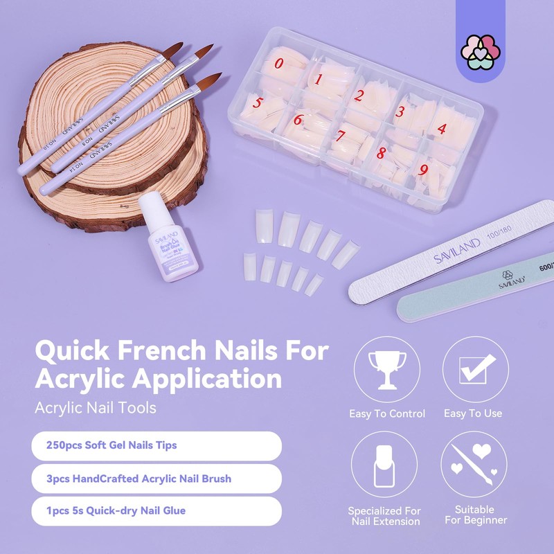 Saviland Nail Tips Set: Half Covered False Nails