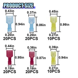 DUSCOKE 100PCS Nylon Spade Connectors Kit, 22-10 AWG Insulated Electrical Wire Crimp Connector, Male/Female Wire Spade Quick Disconnect Terminal Assortment Kit for Car Marine