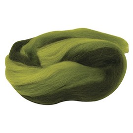 Rayher Hobby 5366400 Merino Comb Multicoloured, Green Tones, 50 g in Ribbon, Fine, 21 Micron, Felting Wool, Merino Wool, Comb Pull, 100% Virgin Sheep's Wool for Felting