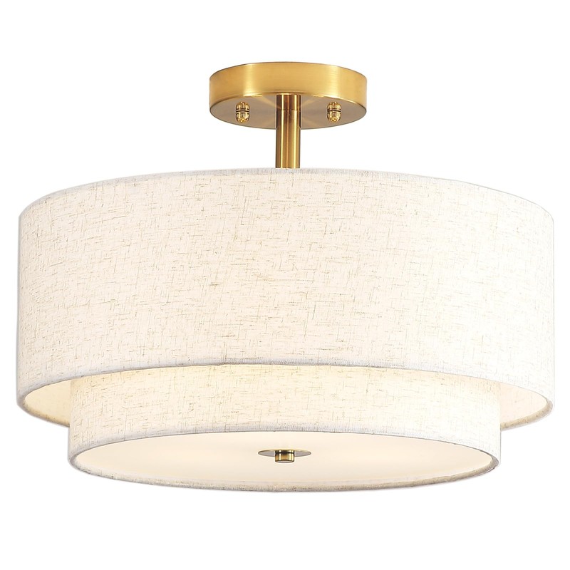 QHANTOMIZE 16" Semi Flush Mount Ceiling Light Fixture, 3-Light Black