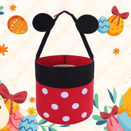 Easter Basket with Handles for Kids, Happy Easter Gift for Easter Egg Hunts Decorations Candy Gifts Storage (M mouse B)