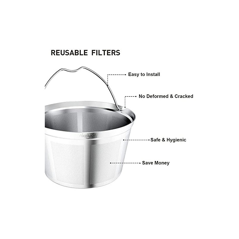Nicelucky coffee filter reusable 8 10 12 cup basket replacement
