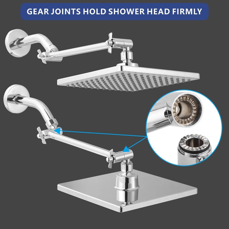 Voolan 11 Inch Shower Extension Arm with Lock Joints, Adjustable