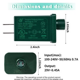 13W29V LED Power Supply,UL Certification LED Transformer Replacement Class 2 Power Supply,IP44 Low Voltage Transformer US Christmas Tree Plug Adapter for Led String Lights
