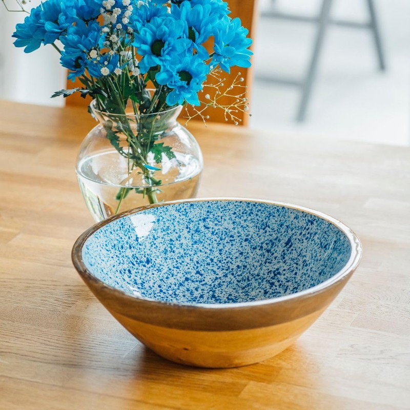 APS 1054 Mango Wood Bowl with Epoxy Resin Coating Inside,