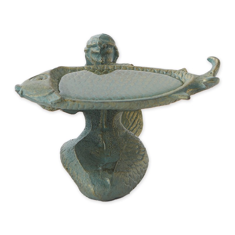 DII Cast Iron Collection Decorative Bird Bath, Mermaid, 6.5 x