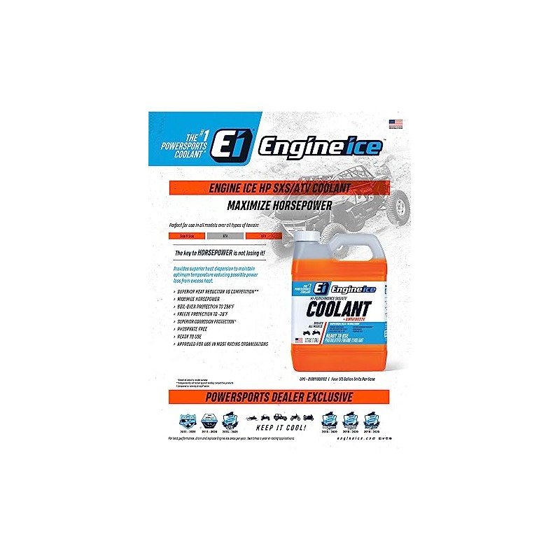 Engine Ice Hi-Performance SXS/ATV Coolant and Antifreeze, 4 Pack, Orange
