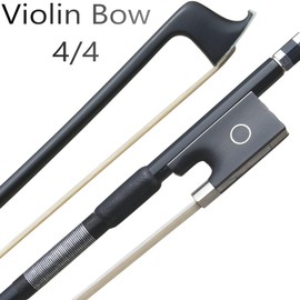 ARCRAW Carbon Fiber Violin Bow 4/4 Full Size Ebony Frog Natural Horsehair for Violinists Fiddlers Teacher Student Professional