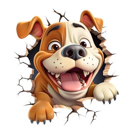 GRAZDesign Wall Tattoo Dog Wall Crack - Wall Breakthrough Funny Motif Wall Sticker Children's Room Living Room Hallway 63 x 57 cm