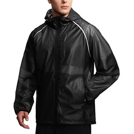 SWISSWELL Mens Cycling Rain Jacket Waterproof Lightweight Windbreaker Jackets for Men Raincoat with Hood Black XL