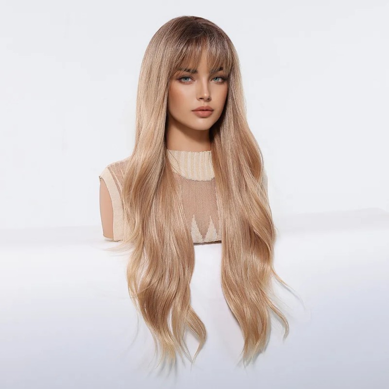 Pelucas De Mujer Dama Larga Y Ondulada Rubio Cabello Natural