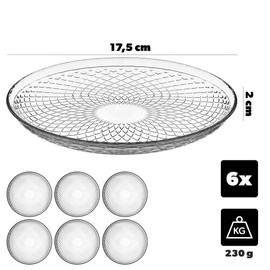 KADAX Glasteller 17.5 cm, 6er Set, Runder Teller aus Klarglas, Servierteller aus Glas, ideal als Kuchenteller, Dessertteller, Speiseteller oder Platzteller