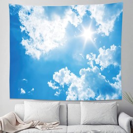 YISUMEI Sky Tapestry, Sun Blue Sky White Clouds Wall Hanging, Natural Landscape Home Decor for Bedroom Living Room Dorm (51.2"x59.1")