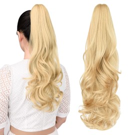 ponytail extension,22" claw clip hair extensions ponytail Long curly hair Hair Extension Natural Looking Synthetic Hairpiece for Women Medium Blonde