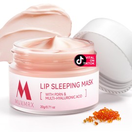 Muxmrx PDRN Lip Sleeping Mask, Salmon PDRN, 3 Hyaluronic Acid, Coconut Oil & Antioxidants, Softer Lips, Long-lasting Moisture, Lip Mask Overnight for Exfoliating & Dry Lips, Korean Skincare 0.71oz