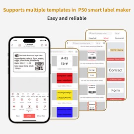 Barcode Label Printer P50 Portable Bluetooth Thermal Mini Label Maker Printer Apply to Labeling, Cable, Retail, Small Business, Sticker Printer for Phones & PC, Easy to Use for Office & Home-White
