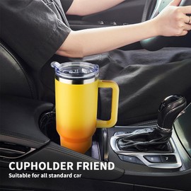 40 oz Tumbler with Handle and Straw Lid | Stainless Steel Water Bottle Travel Mug Reusable Insulated Cup With Lid And Straw, 100% Leak Proof, Keep Cold Heat and Ice for Hours(40oz,Sunset)