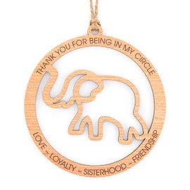 Thank You for Being in My Circle Elephant,Friendship Elephant Ornament, Wooden Christmas Ornament with Story, Sisterhood Elephant Ornament for Women Tribe, Friendship Gifts (Circle-111)