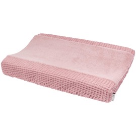 Meyco Teddy Changing Mat Cover (Cuddly Changing Mat Cover, Easy Care & High Quality, 100% Waffle Cotton, Teddy Fleece, 50 x 70 cm), Old Pink