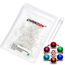 Chanzon 100 pcs 3mm RGB Multicolor Slow Blinking (Multi Color Changing) Dynamics LED Diode Lights (Flashing Round DC) Bright Lighting Bulb Lamps Electronics Components Flicker Light Emitting Diodes