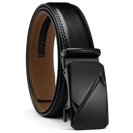 Leather Belts for Men YOORAN Ratchet Belt Sliding Buckle for Dress Pants Casual & Work 1 3/8" Easily Adjustable Size