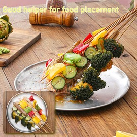 Betinyar 2 Pieces 10.2 Inch Stainless Steel Dinner Plates, Stainless Steel Plates, Metal Dinner Dishes for Steak Salad, Stainless Steel Camping Outdoor Plate(Silver, 26cm)