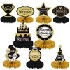 9PCS Retirement Party Decorations Gold Retirement Party Centerpiece Honeycomb Glitter