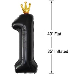 Number 1 Balloons for First Birthday - Large, 40 Inch | Wild One Giant Balloons |1st birthday girl decoration, 1st Birthday Balloons | 1st Birthday Decorations, Black