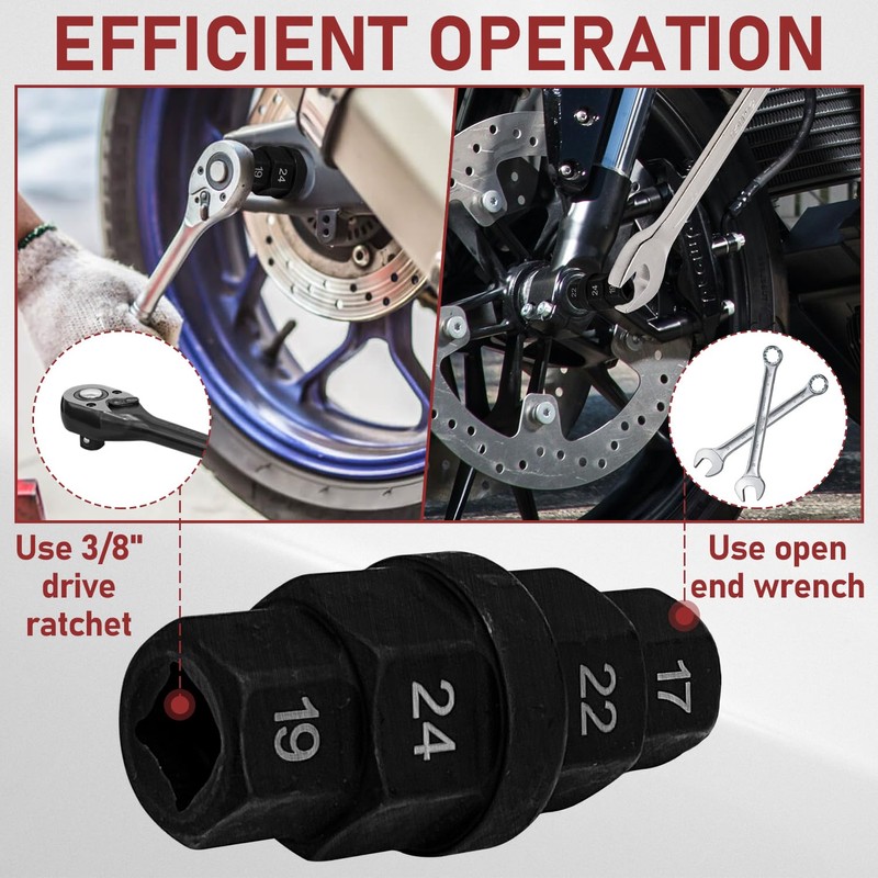 SUGOOE 6-in-1 Motorcycle Hex Allen Axle Tool, Steady Hex Bit