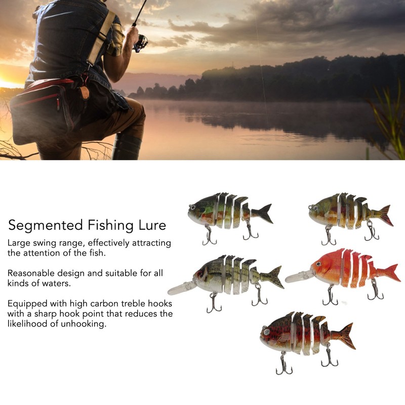 Segmented Fishing Lure Hard 6 Sections with High Carbon Treble