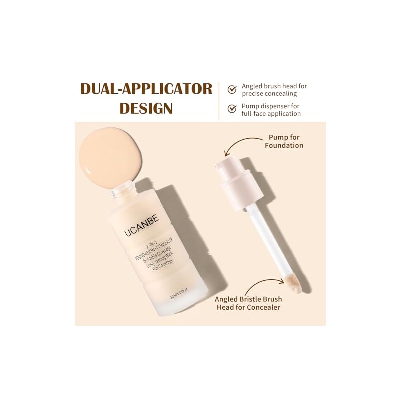 UCANBE Base de maquillaje y corrector 2 en 1, cobertura
