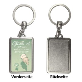 speecheese Otter and Frog Keyring with Saying Glück ist Lebensweise kein Ziel Cute Kawaii Lucky Charm Birthday Gift for Life, multicoloured