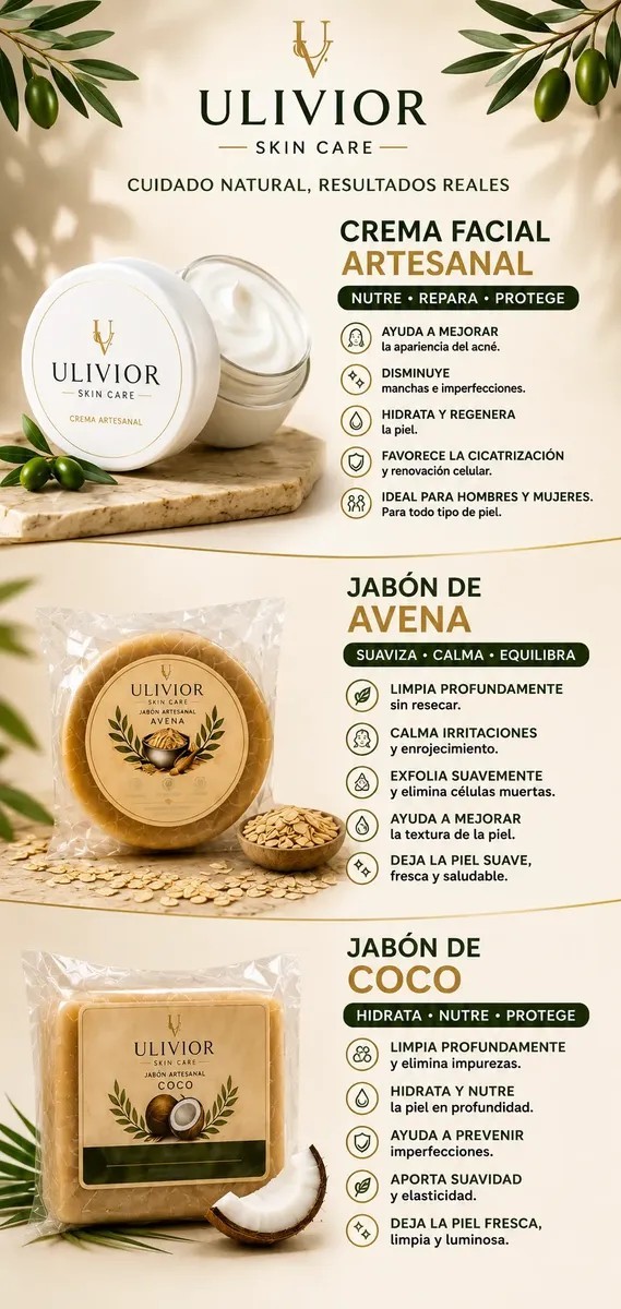 Jabón Artesanal De Avena Ulivior 50gr Para Todo Tipo De Piel
