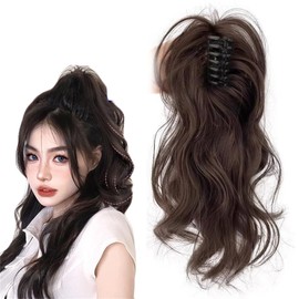 Bun Wig Clip, Hair Extension, Partial Wig, Hair Extension, Point Wig, Scrunchie Wig, Bun, Hair Clip, Hair Ornament, Large, Air Feel, Extra Volume (Dark Brown)