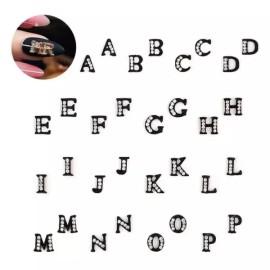 SS [에스에스_62]네일아트 영문 이니셜 파츠 알파벳네일 블랙 [03.알파벳(블랙)-25 Y／FREE] [SS_62] Nail Art English Initial Parts Alphabet Nail Black [03.Alphabet(Black)-25 Y/FREE]