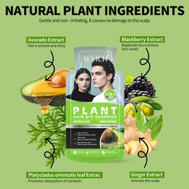 SEVICH Plant-Based Hair Dye Shampoo Sachets for women & men - with Avocado Extract | 10 Pre-Measured Packets | Ammonia-Free Gray Coverage | 5-in-1 Color & Care (30ml/Sachet) Natural Black