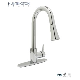 Huntington Brass Pull-Down Kitchen Faucet in a Polished Chrome Finish