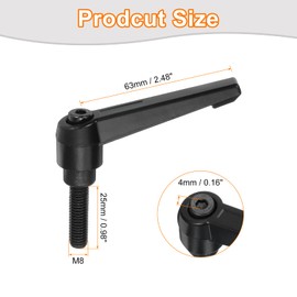 sourcing map 4Pcs M8 x 25mm Adjustable Knobs Handle Male Thread Push Button Ratchet Quick Release Locking Rotating Bolt for Lathe Machinery, Black