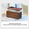 Wooden LED Clock Home Bedroom Brown Digital Alarm Clock with