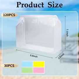 120 Pcs Mini Clear Makeup Bag 9.8 x 7.1 x 2.6 Inch Toiletry Organizer Pouches with 120 Labels Small PVC Waterproof Cosmetic Bags Transparent Zipper Bag for Organizing Women Travel Vacation Supplies