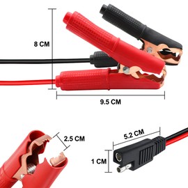 HuaLiSiJi Battery Alligator Clip to SAE Connector Extension Cable 14AWG 30A 12V 24V Battery Alligator Clip to SAE 2pin Quick Disconnect Cable for Battery Charging Or Other Equipment (2 m)
